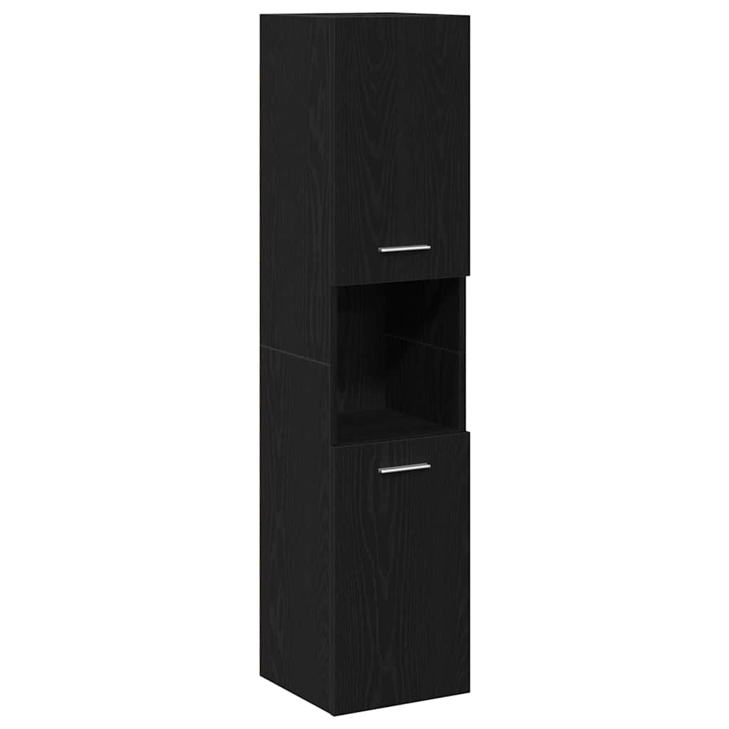 Badezimmer Schrank mit Regal Schwarze Eiche 30 x 30 x 130 cm