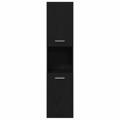 Badezimmer Schrank mit Regal Schwarze Eiche 30 x 30 x 130 cm
