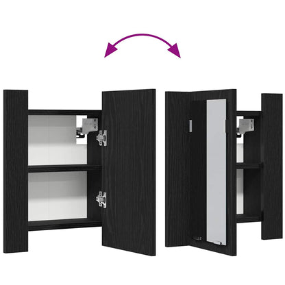 LED Badezimmerspiegelschrank Eiche Schwarz 40x12x45 cm Holzwerkstoff