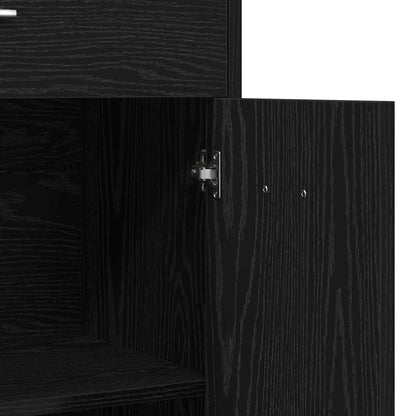Badezimmerschrank mit Tür Schwarz Eichen-Optik 60 x 33 x 80 cm