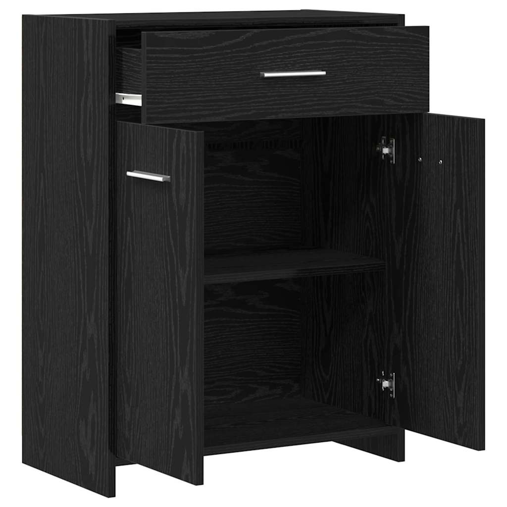 Badezimmerschrank mit Tür Schwarz Eichen-Optik 60 x 33 x 80 cm