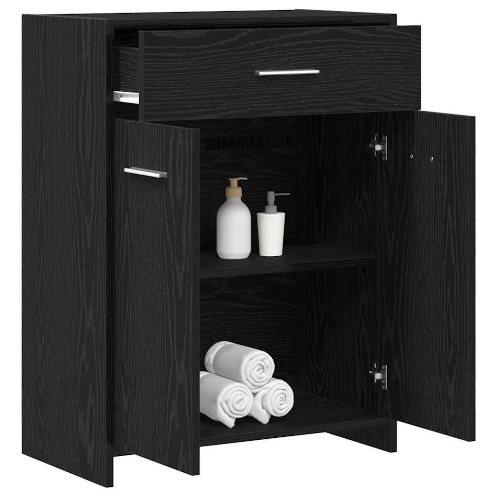 Badezimmerschrank mit Tür Schwarz Eichen-Optik 60 x 33 x 80 cm