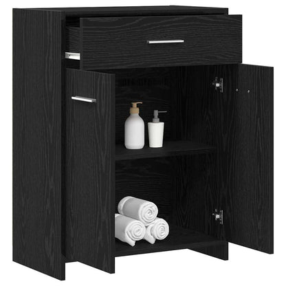 Badezimmerschrank mit Tür Schwarz Eichen-Optik 60 x 33 x 80 cm