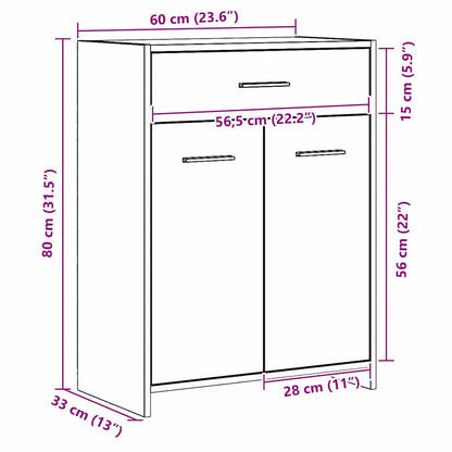 Badezimmerschrank mit Tür Schwarz Eichen-Optik 60 x 33 x 80 cm