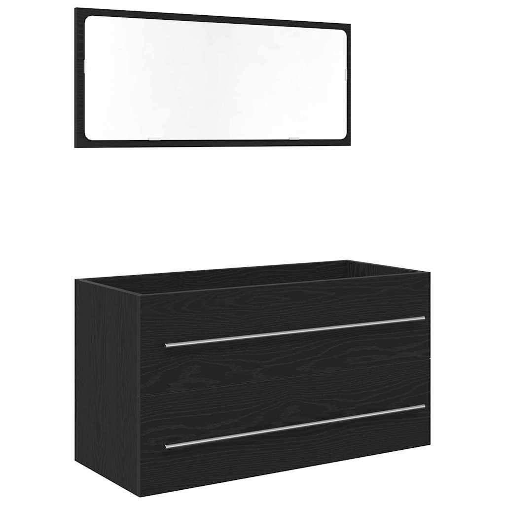 Waschbecken-Schrank mit Spiegel Schwarze Eiche 90 x 45 x 1.5 cm