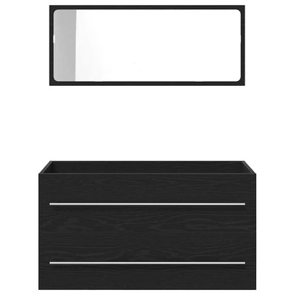 Waschbecken-Schrank mit Spiegel Schwarze Eiche 90 x 45 x 1.5 cm