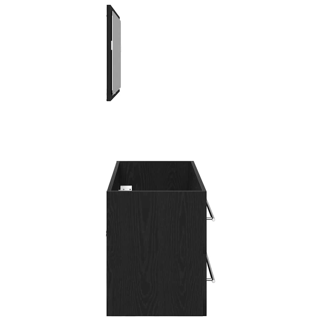 Waschbecken-Schrank mit Spiegel Schwarze Eiche 90 x 45 x 1.5 cm