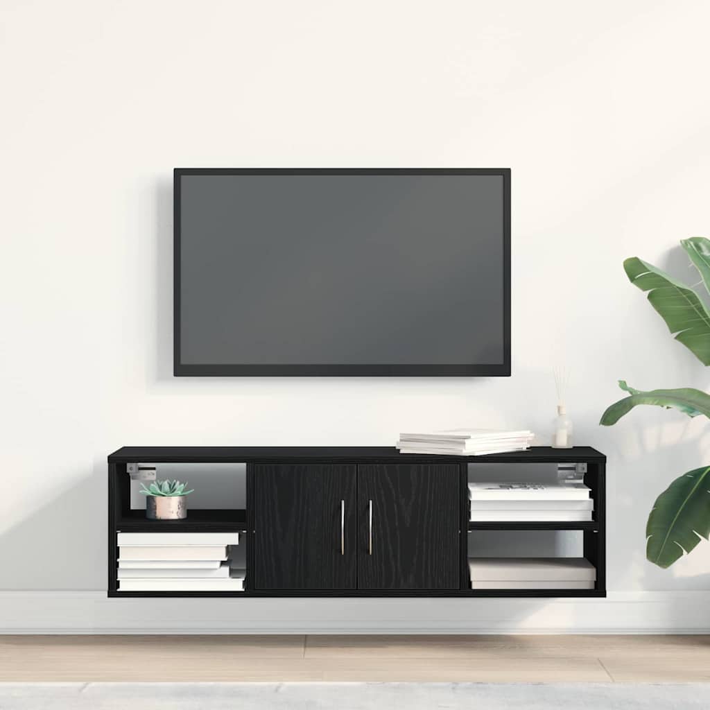 Wandregal mit Tür Schwarze Eiche 140 x 41 x 75 cm Holzwerkstoff
