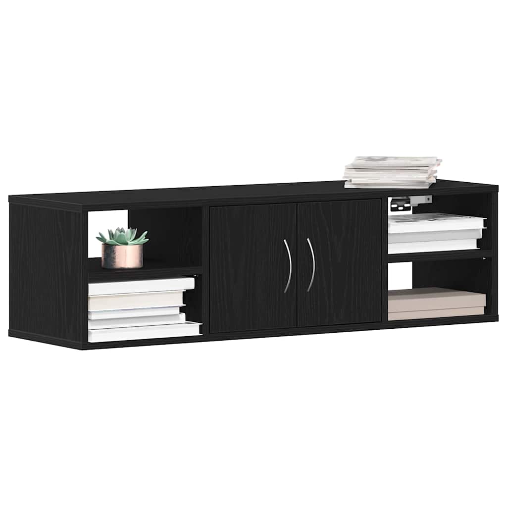 Wandregal mit Tür Schwarze Eiche 140 x 41 x 75 cm Holzwerkstoff