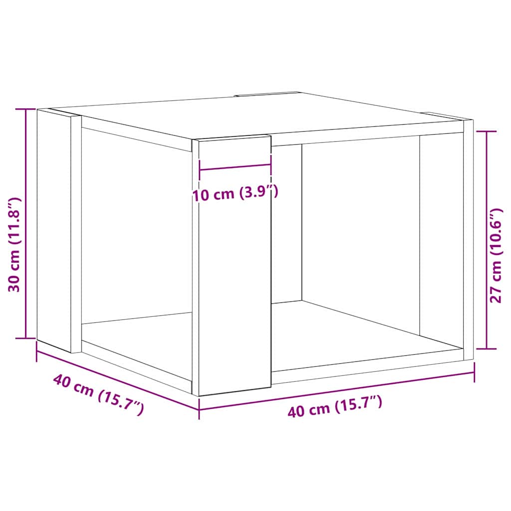 Couchtisch Schwarz Eichen-Optik 40 x 40 x 30 cm Holzwerkstoff