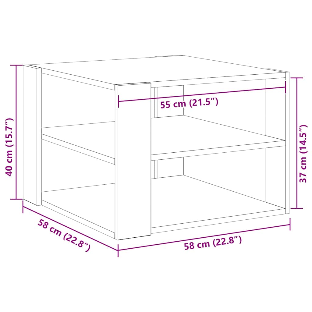 Couchtisch Schwarze Eiche 59,5 x 59,5 x 40 cm Holzwerkstoff