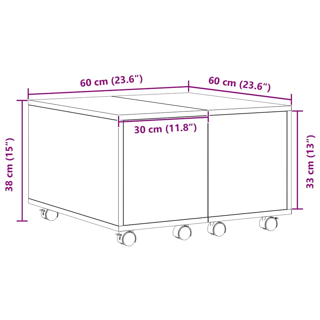 Couchtisch Schwarze Eiche 60 x 60 x 38 cm Holzwerkstoff