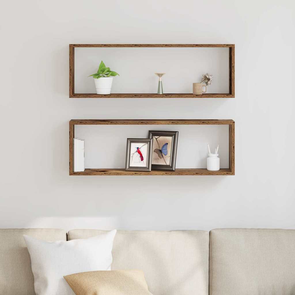 Wandregal mit Regal 2 pcs Altholz 80 x 15 x 26 cm Holzwerkstoff