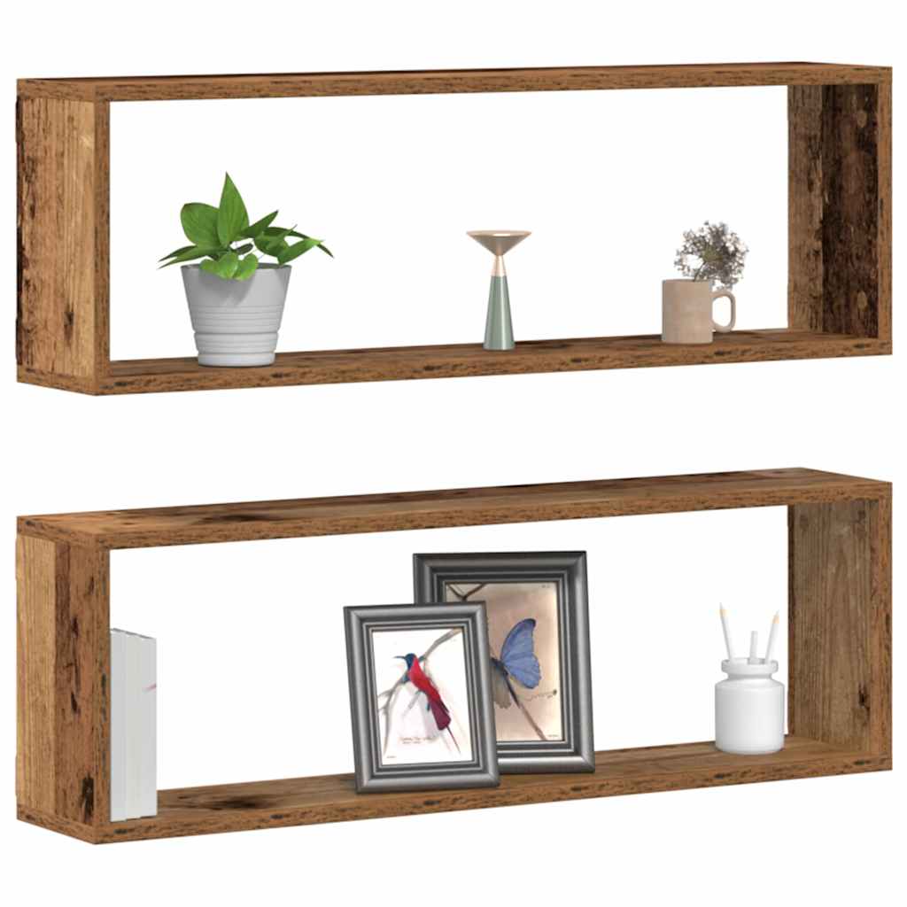 Wandregal mit Regal 2 pcs Altholz 80 x 15 x 26 cm Holzwerkstoff
