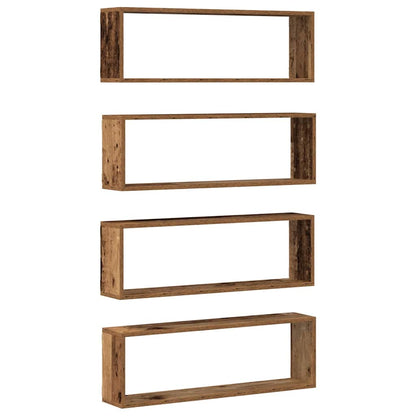 Wandregal mit Regal 4 pcs Altholz 80 x 15 x 26 cm Holzwerkstoff