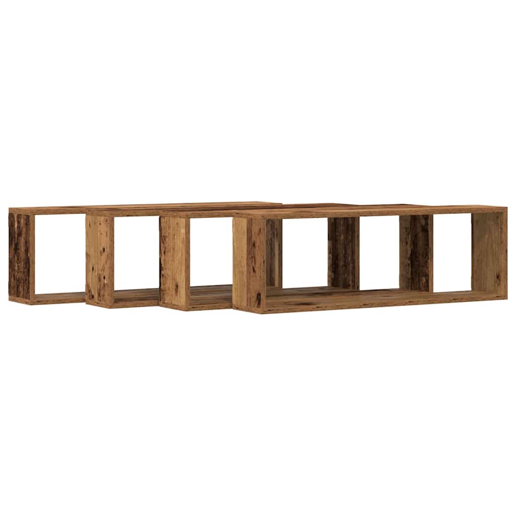 Wandregal mit Regal 4 pcs Altholz 80 x 15 x 26 cm Holzwerkstoff