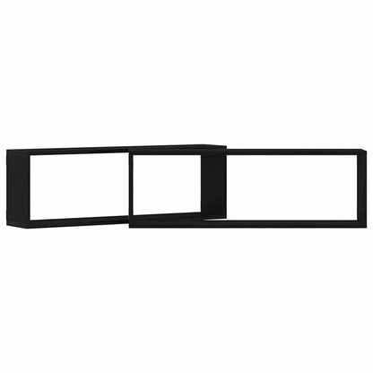 Wandregal mit Regal 2 pcs Schwarz Eichen-Optik 80 x 15 x 26 cm