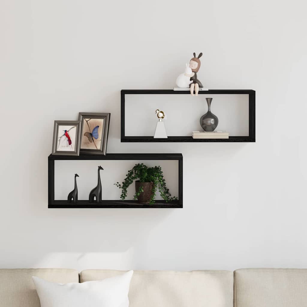 Wandregale 2 pcs Schwarze Eiche 60 x 15 x 23 cm Holzwerkstoff