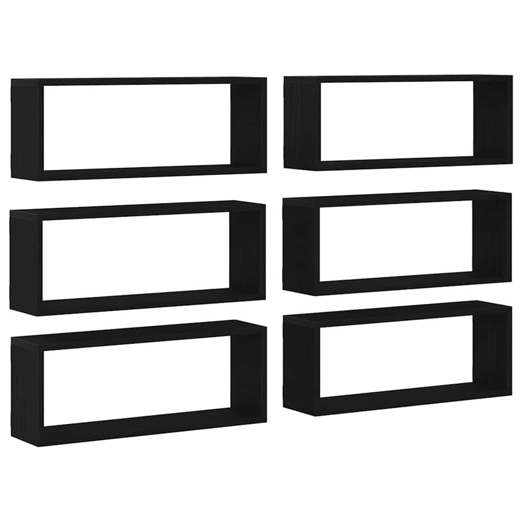 Wandregale 6 pcs Schwarze Eiche 60 x 15 x 23 cm Holzwerkstoff