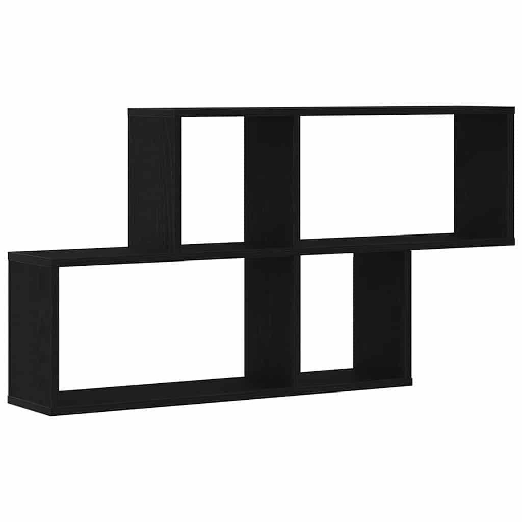 Wandregal Schwarz Eichen-Optik 76 x 15 x 53 cm Holzwerkstoff