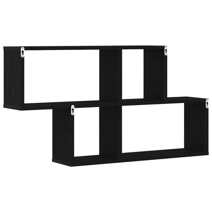 Wandregal Schwarz Eichen-Optik 76 x 15 x 53 cm Holzwerkstoff