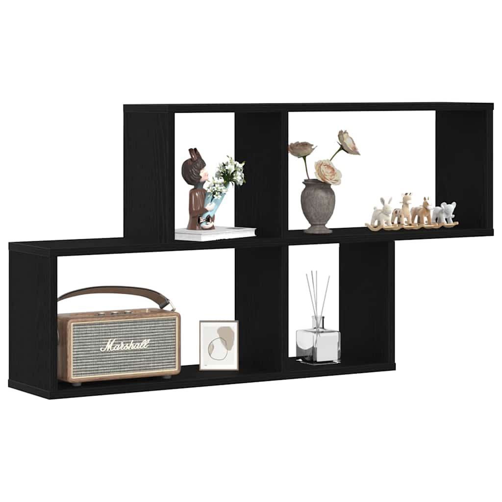 Wandregal Schwarz Eichen-Optik 76 x 15 x 53 cm Holzwerkstoff