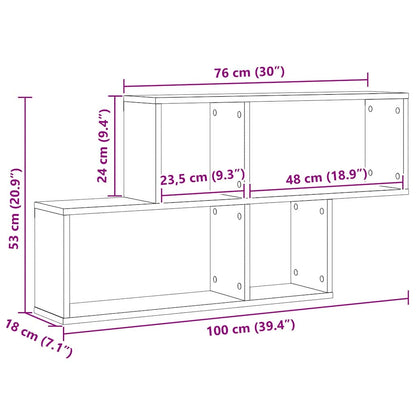 Wandregal Schwarz Eichen-Optik 76 x 15 x 53 cm Holzwerkstoff