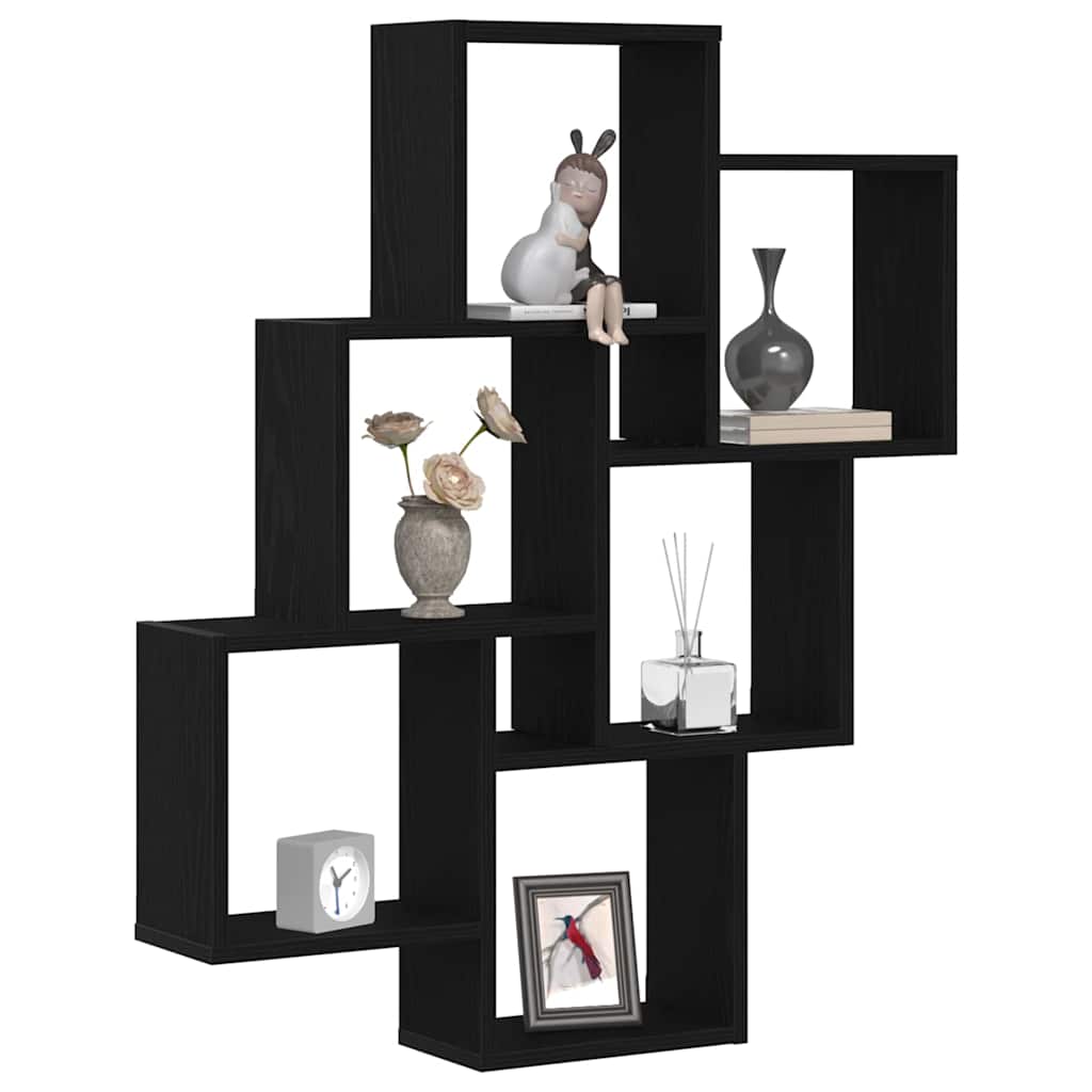 Wandregal Schwarz Eichen-Optik 78 x 15 x 92 cm Holzwerkstoff