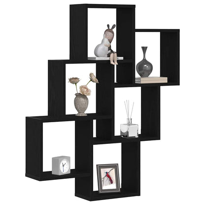 Wandregal Schwarz Eichen-Optik 78 x 15 x 92 cm Holzwerkstoff