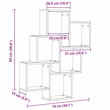 Wandregal Schwarz Eichen-Optik 78 x 15 x 92 cm Holzwerkstoff