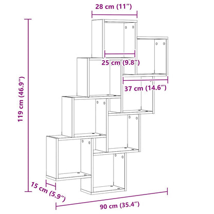 Wandregal Schwarze Eiche 90 x 15 x 119,5 cm Holzwerkstoff