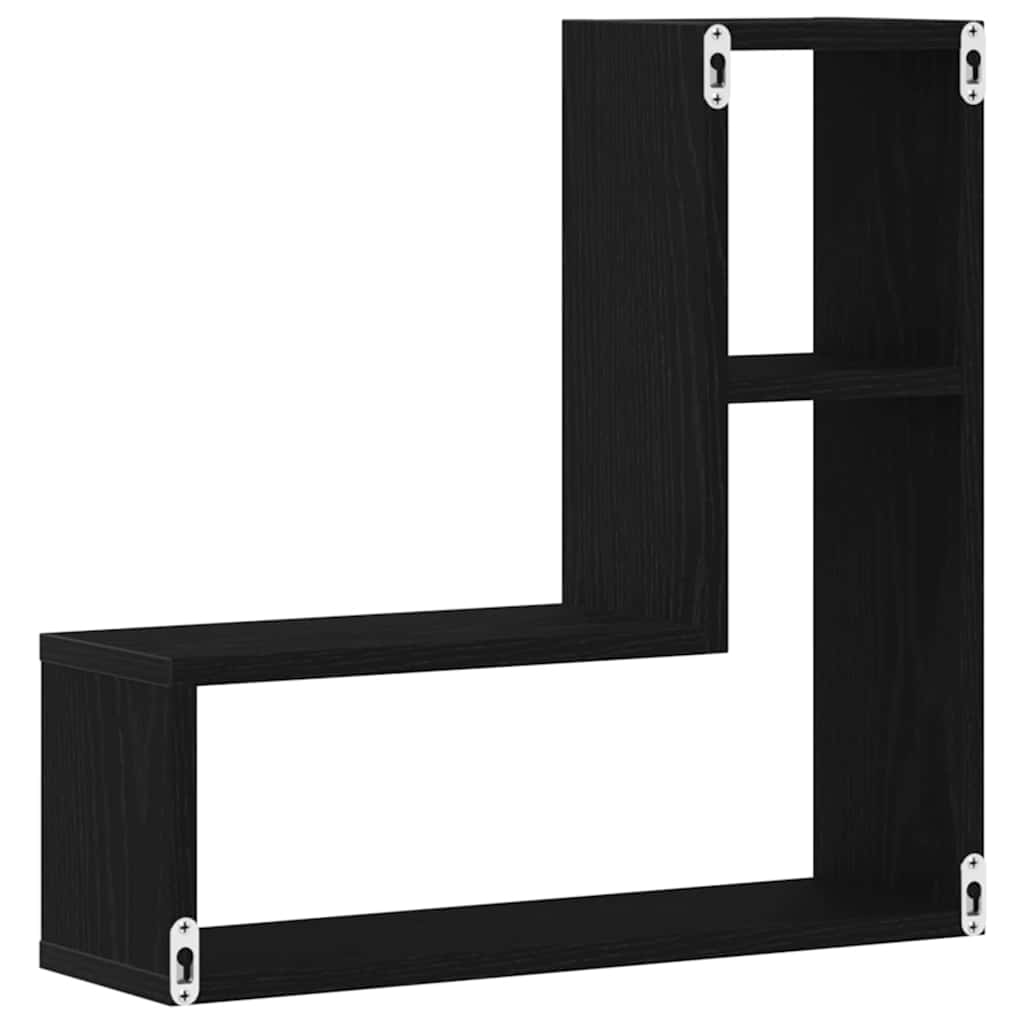 Wandregale mit Regal 2 pcs Schwarz Eichen-Optik 50 x 15 x 85 cm