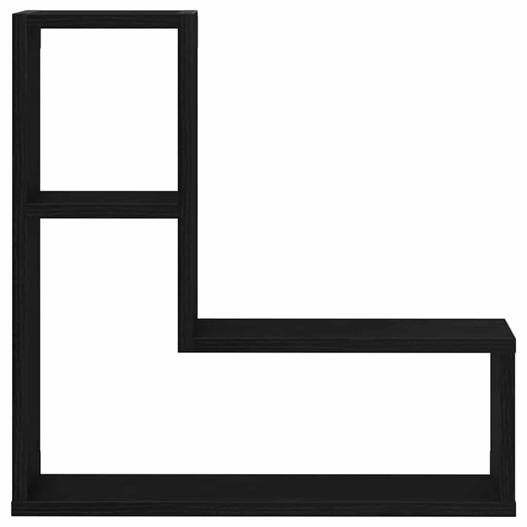 Wandregale mit Regal 2 pcs Schwarz Eichen-Optik 50 x 15 x 85 cm