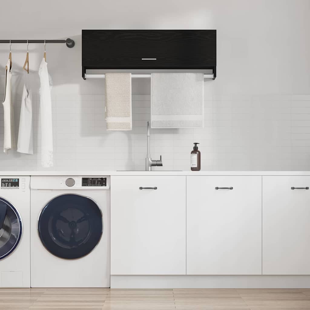 Kleiderschrank mit Tür Schwarz 100 x 32.5 x 35 cm Holzwerkstoff