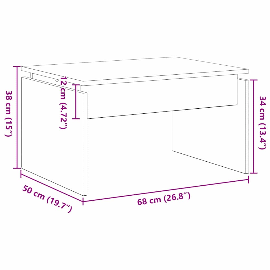 Couchtisch Schwarz Eichen-Optik 68 x 38 x 50 cm Holzwerkstoff