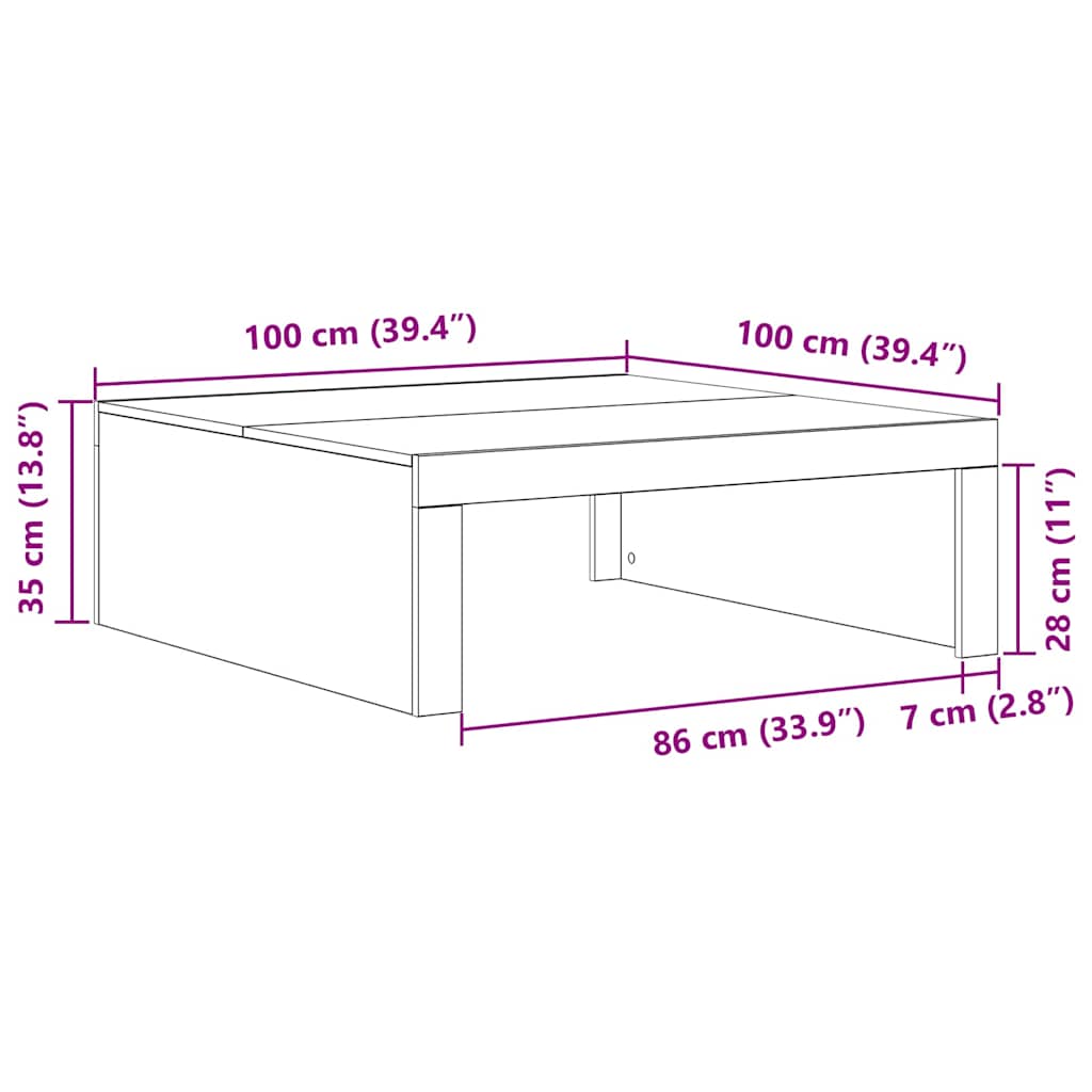 Couchtisch Schwarz Eichen-Optik 100 x 100 x 35 cm Holzwerkstoff