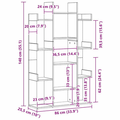 Bücherregal Schwarze Eiche 86 x 25.5 x 140 cm Holzwerkstoff