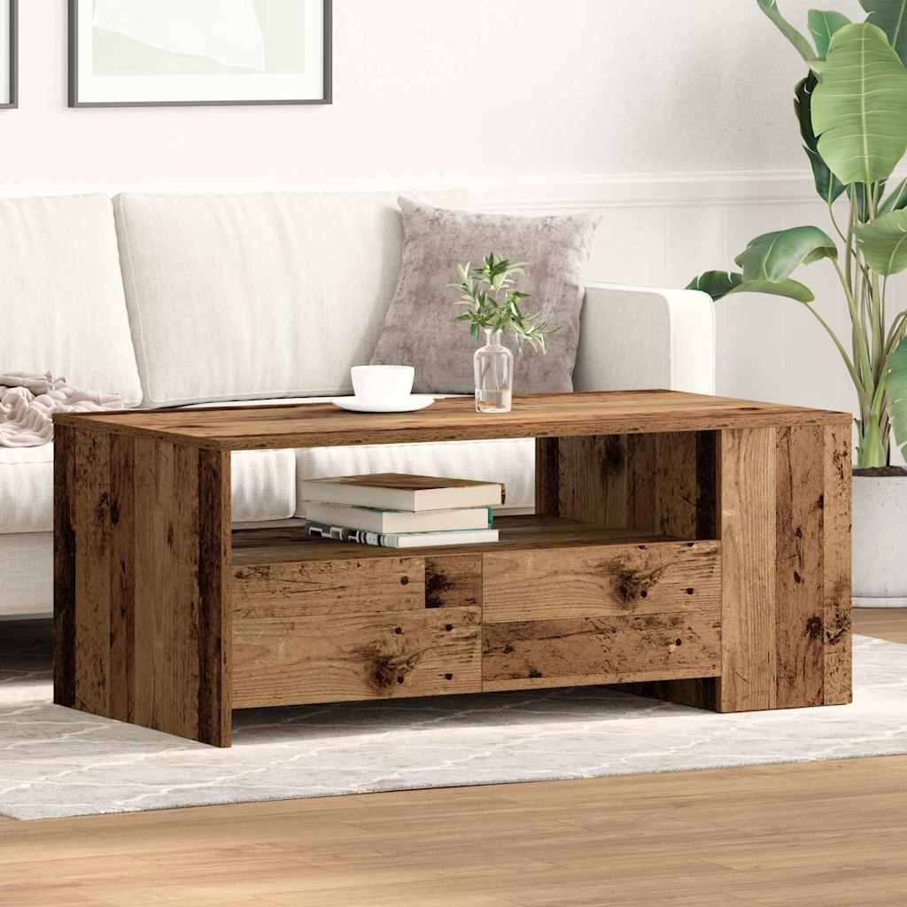 Couchtisch with Drawer Altholz 102 x 55 x 43,5 cm Holzwerkstoff