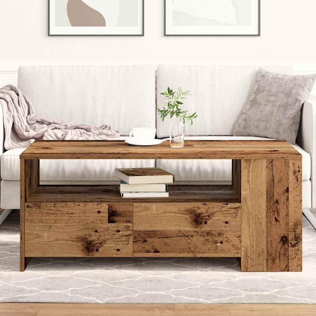 Couchtisch with Drawer Altholz 102 x 55 x 43,5 cm Holzwerkstoff