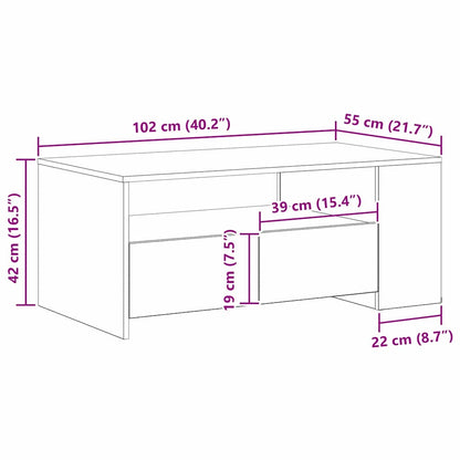 Couchtisch Eiche handwerklich 102 x 55 x 43,5 cm Holzwerkstoff