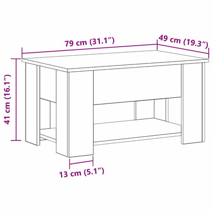 Couchtisch Schwarze Eiche 79 x 49 x 41 cm Holzwerkstoff