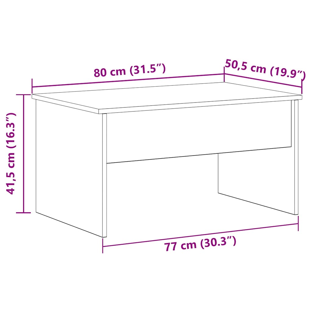 Couchtisch Schwarze Eiche 80 x 50.5 x 41.5 cm Holzwerkstoff