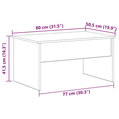 Couchtisch Schwarze Eiche 80 x 50.5 x 41.5 cm Holzwerkstoff