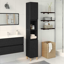 Badezimmer Schrank mit Regal Schwarze Eiche 30 x 30 x 190 cm