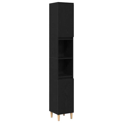 Badezimmer Schrank mit Regal Schwarze Eiche 30 x 30 x 190 cm