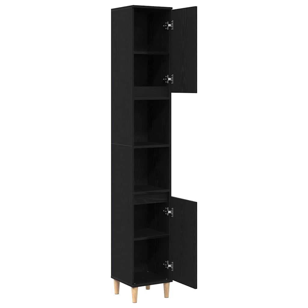 Badezimmer Schrank mit Regal Schwarze Eiche 30 x 30 x 190 cm
