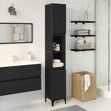 Badezimmer Schrank Schwarz Eichen-Optik 30 x 30 x 190 cm