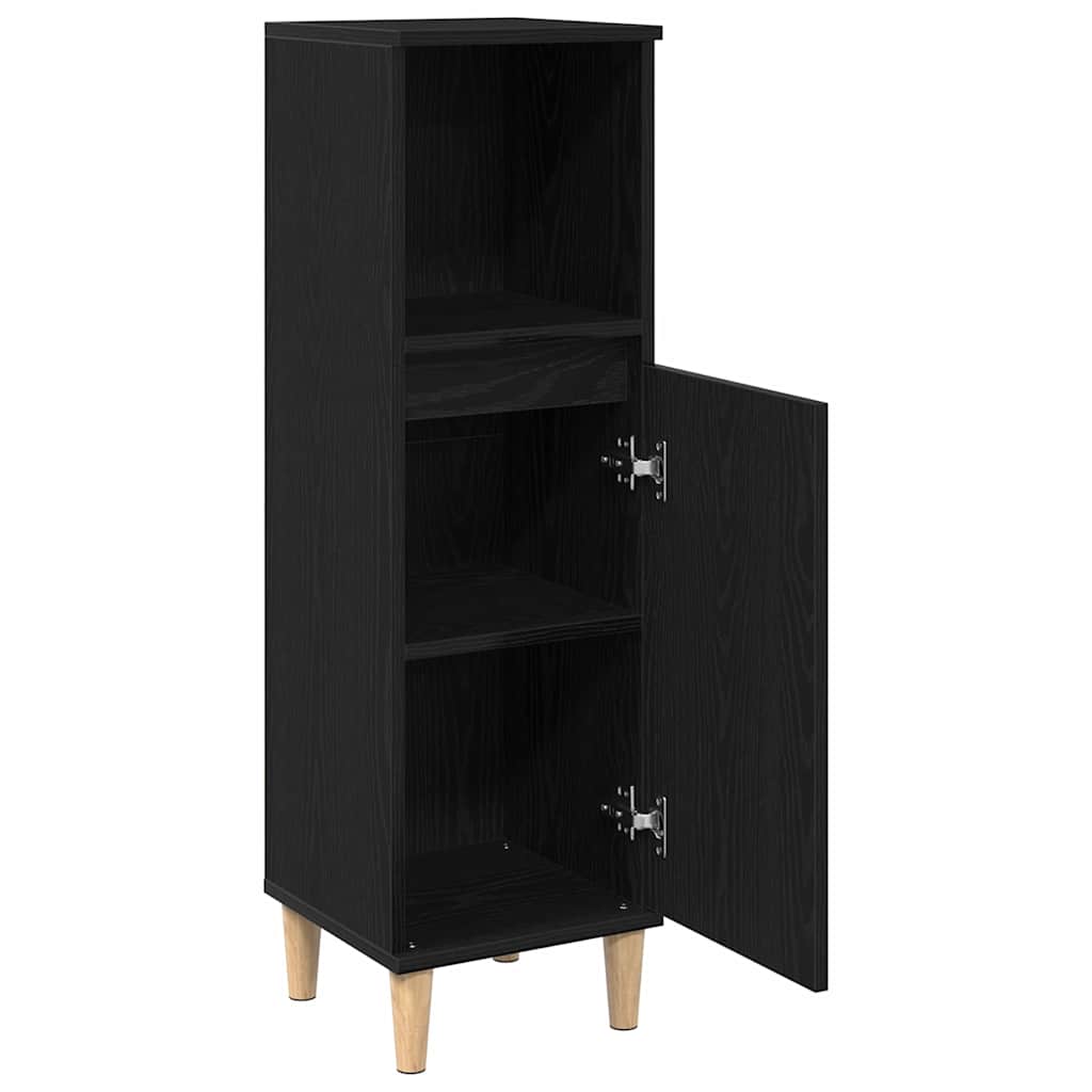 Badezimmerschrank mit Tür Schwarz Eichen-Optik 30 x 30 x 100 cm