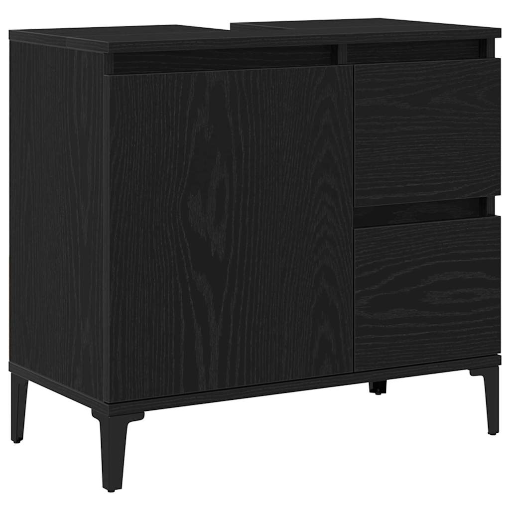 Badezimmer Schrank mit Tür Schwarz Eichen-Optik 65 x 33 x 60 cm