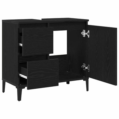 Badezimmer Schrank mit Tür Schwarz Eichen-Optik 65 x 33 x 60 cm